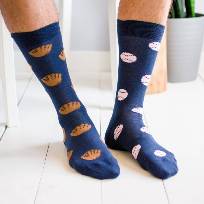 Baseball Glove & Baseball Mismatched Men's Socks