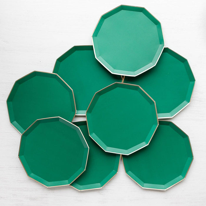 Green Party Plates w/Gold Trim