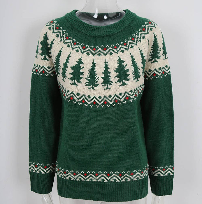 Green Tree Jacquard Sweater