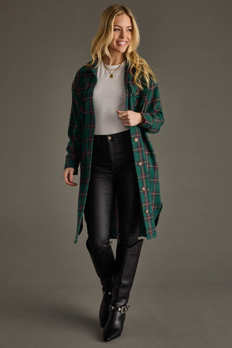 Green, Red & Blue Plaid Long Shacket