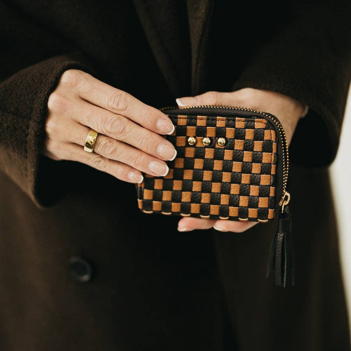 Wynona Woven Wallet | Checkered Black