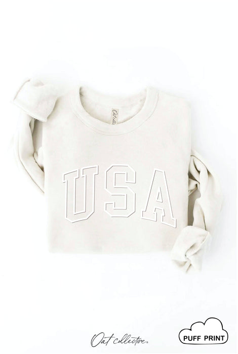 Vintage White USA Puff Sweatshirt