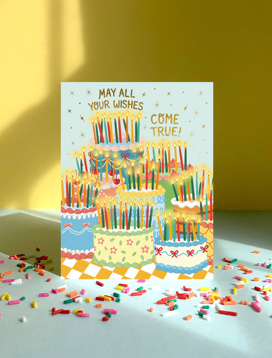 Retro Vintage Birthday Cakes Card