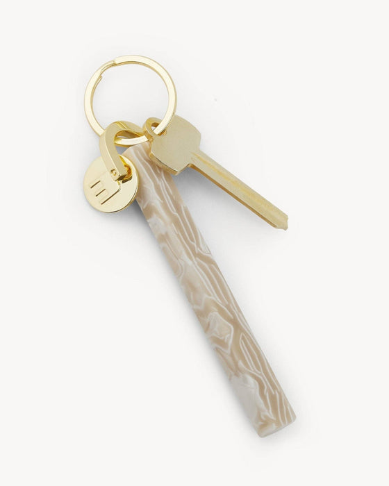 Bar Keychain in Ivory | Gold