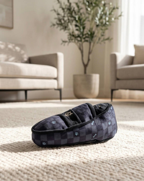 Black Checker Chewy Vuiton Loafer Dog Toy