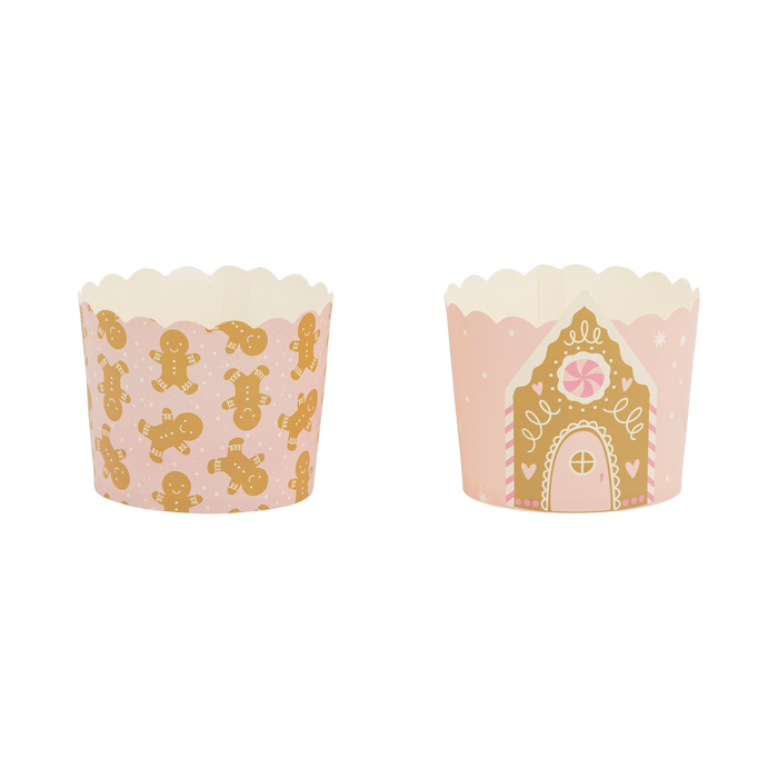 Pink Gingerbread House Baking Cups