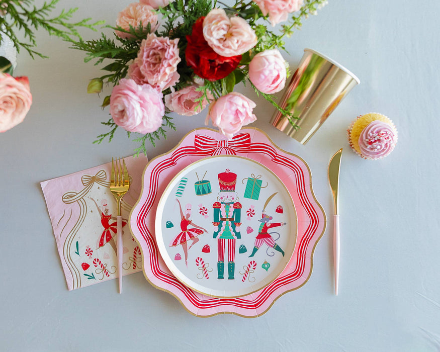 Pink Peppermint Bow Dinner Plates