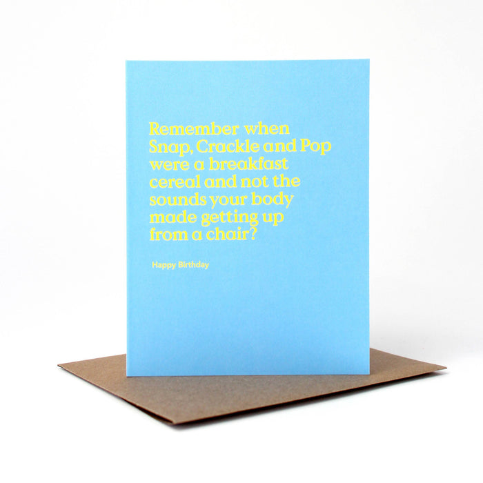 Snap Crackle Pop Funny Birthday Card