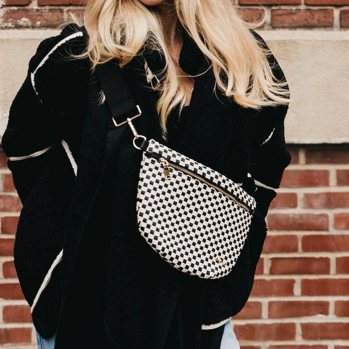 Westlyn Woven Bum Bag | Checkered Black