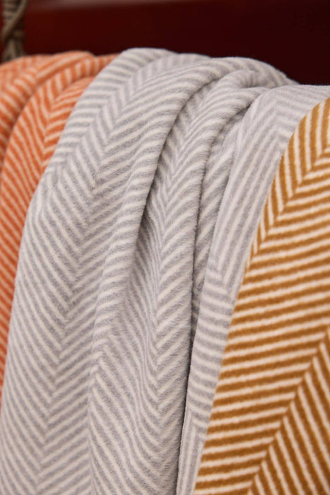 Harborview Herringbone Light Grey Blanket: Family-Size