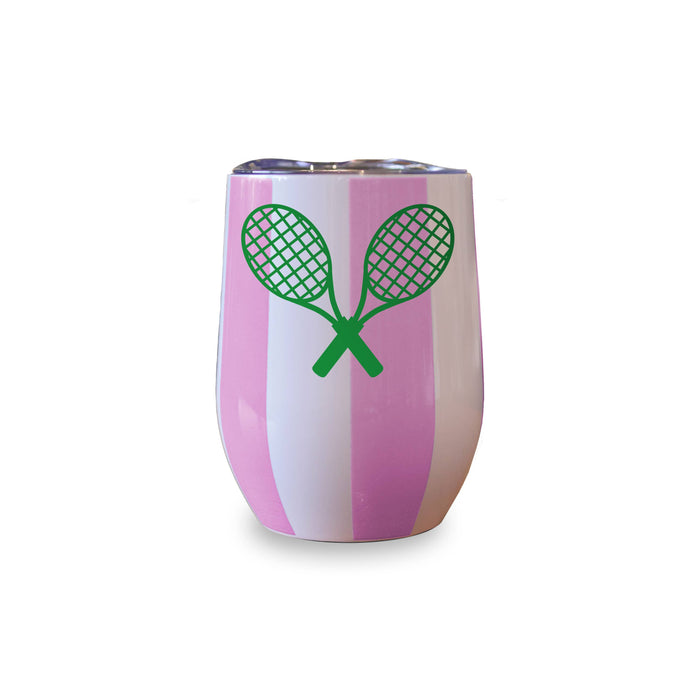 Striped Tennis Racket Insulated Wine Tumbler