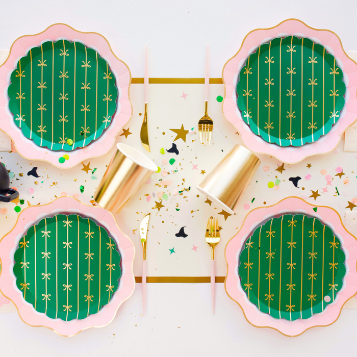 Emerald Green Bow Dessert Plates