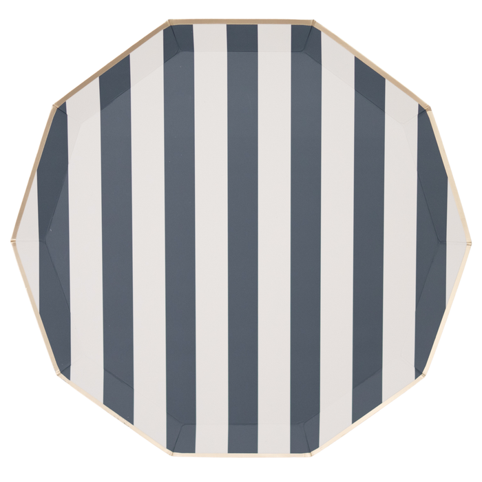 MIDNIGHT BLUE CABANA STRIPE PLATES