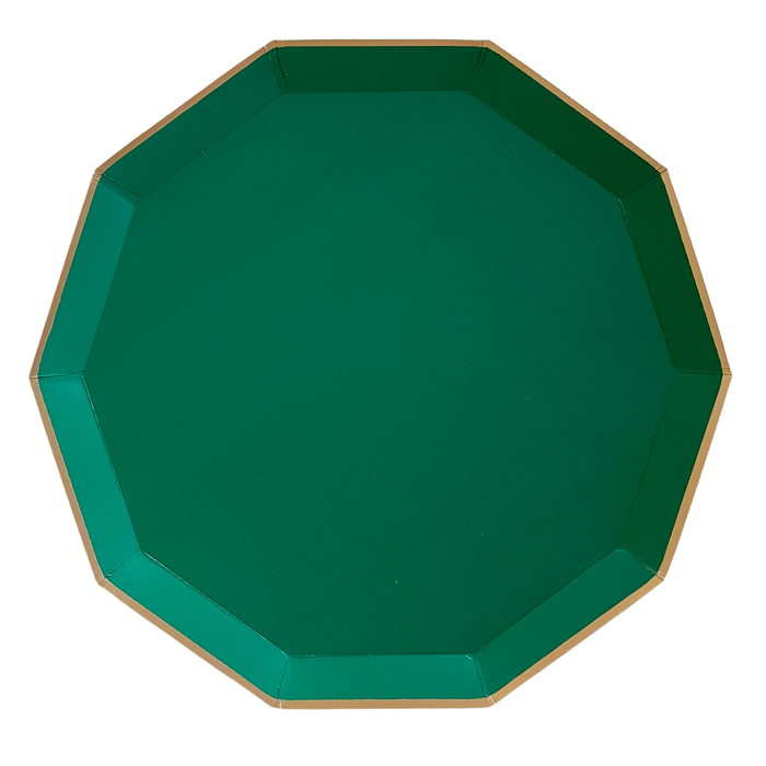Green Party Plates w/Gold Trim