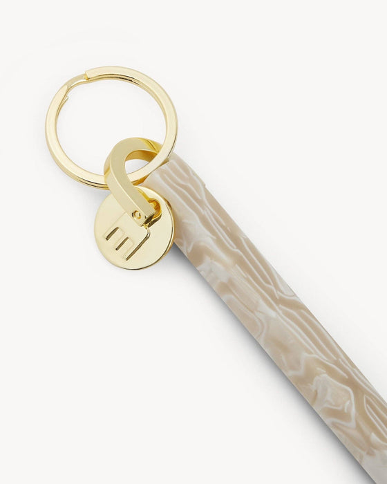 Bar Keychain in Ivory | Gold