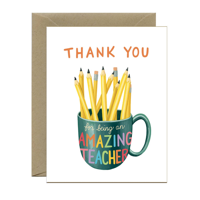 Pencils in Mug Teacher Appreciation Card