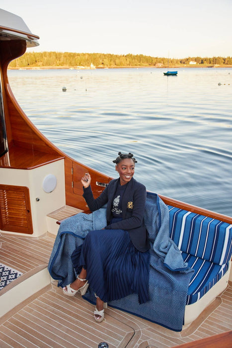 Harborview Herringbone Navy Blanket Original