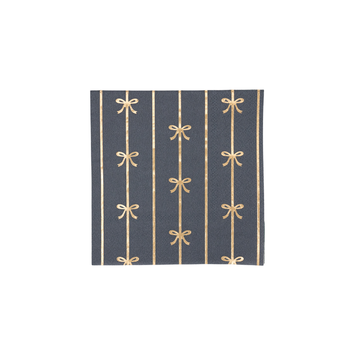 Navy Gold Bow Cocktail Napkins