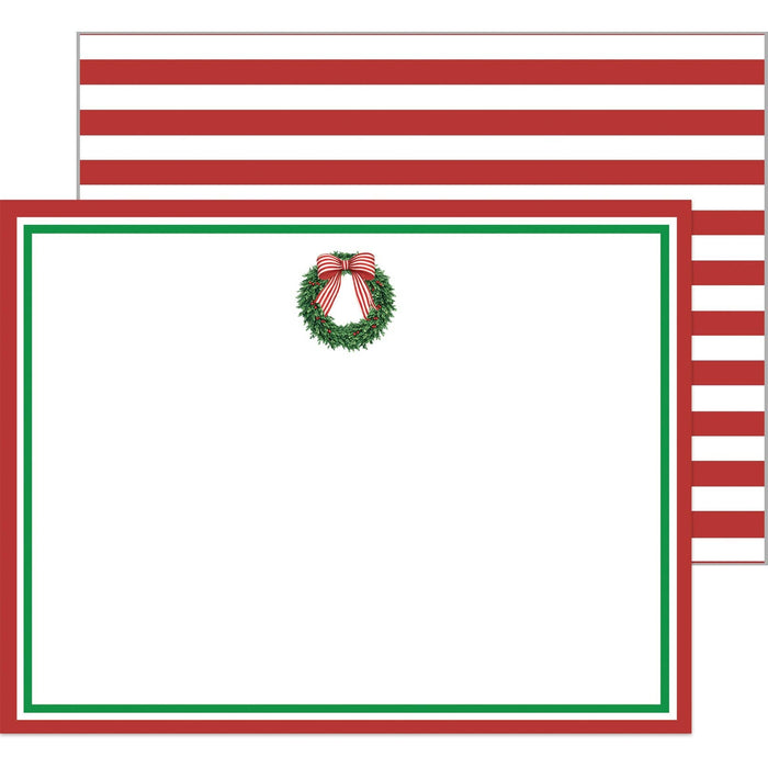 Flat Notecard Set of 10 | Wreath w/Bow