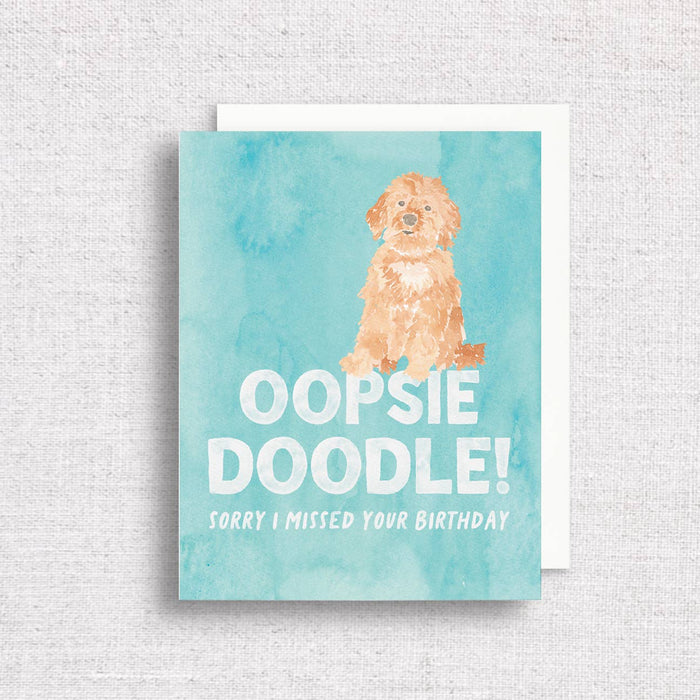 Belated Birthday Goldendoodle Card