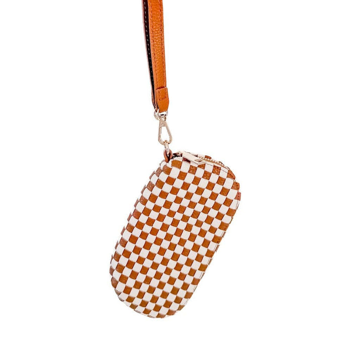 Dylan Woven Sunglass Case Wristlet | Checkered Black