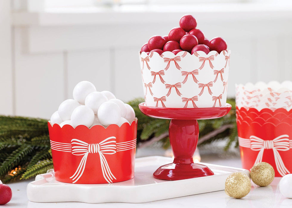 JUMBO Red/Cream Bows Baking Cups