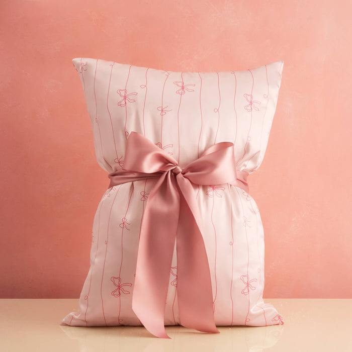 Satin Pillowcase | Striped Bows