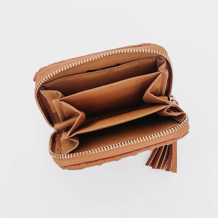 Wynona Woven Wallet | Checkered Brown
