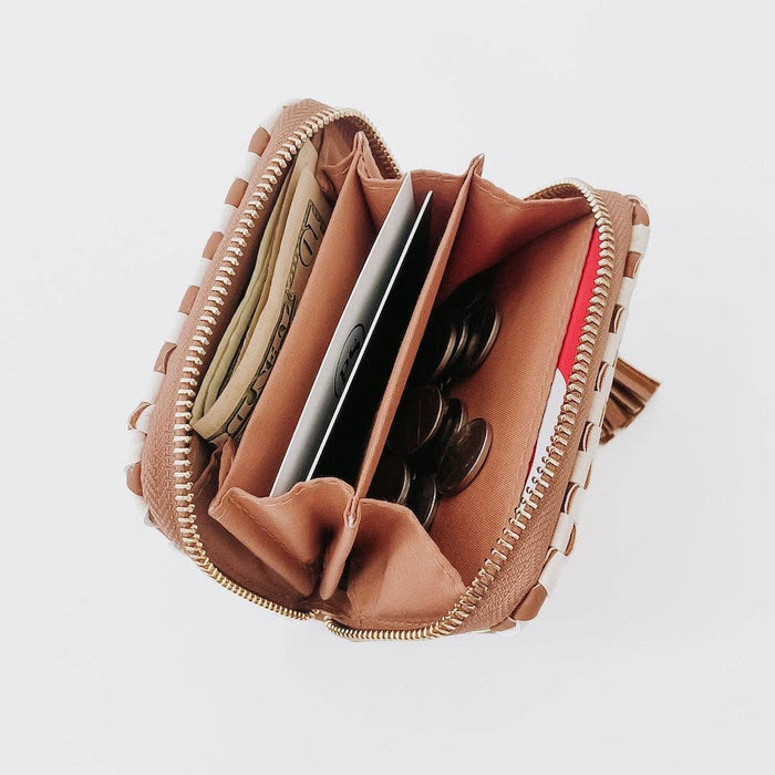 Wynona Woven Wallet | Checkered Brown