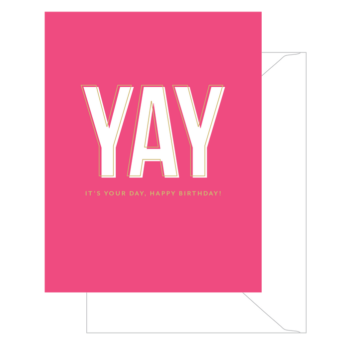 Hot Pink Yay Birthday Card
