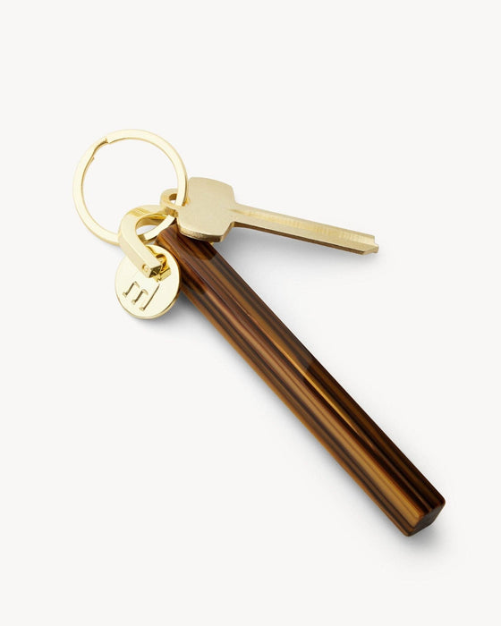 Bar Keychain in Tiger's Eye | Gold