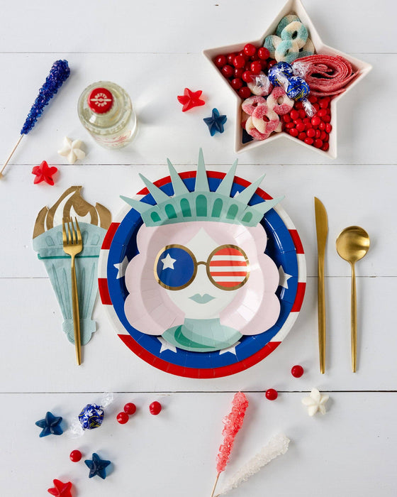 Lady Liberty Red Striped Paper Plate