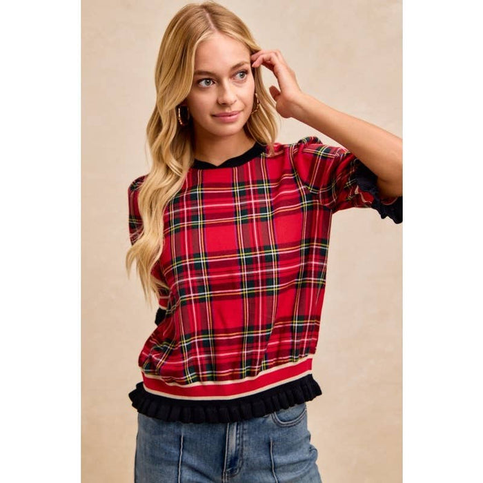 Christmas Plaid Banded Top
