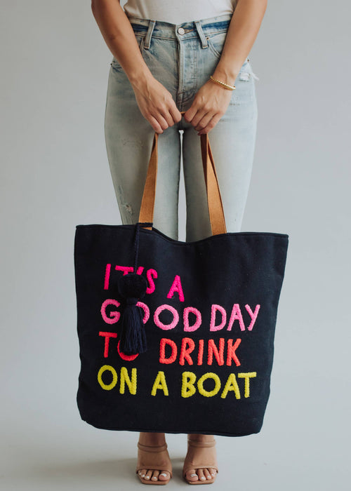 Navy Drink On A Boat Tote