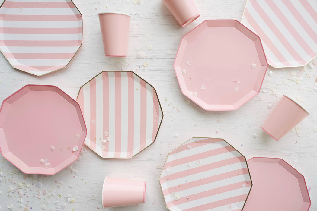 PETAL PINK CABANA STRIPE PLATES