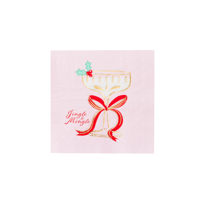 Pink Holiday Cocktail Napkins