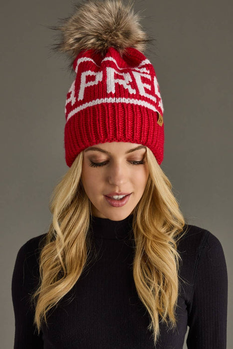 Hot Pink & White Apres Pom Hat