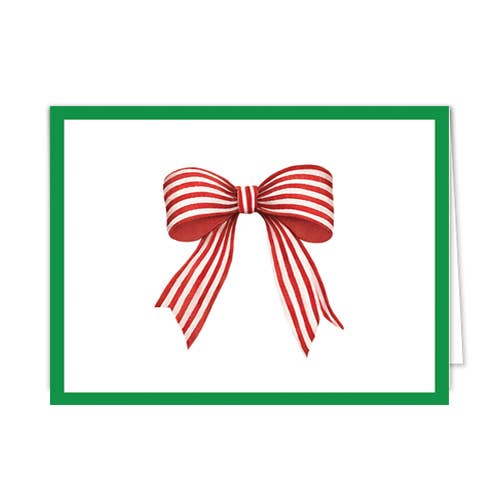 Folded Notecard Set of 10 | Red Striped Bow