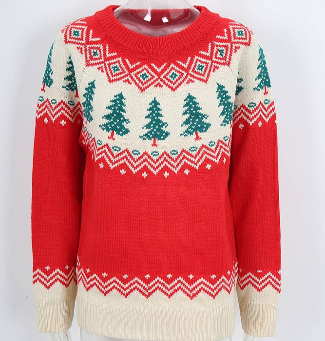 Red Tree Jacquard Sweater