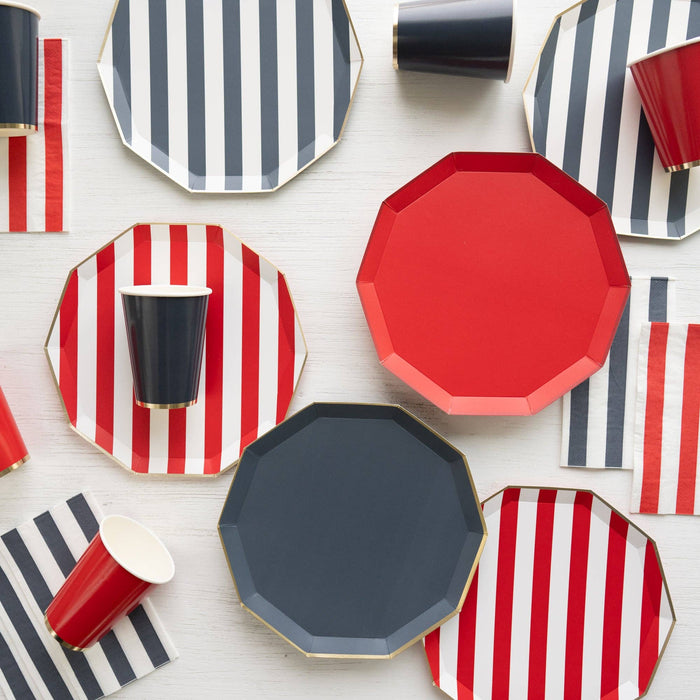 MIDNIGHT BLUE CABANA STRIPE PLATES