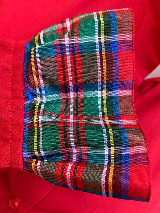 Red Dionne Plaid Ribbon Trim Shirt