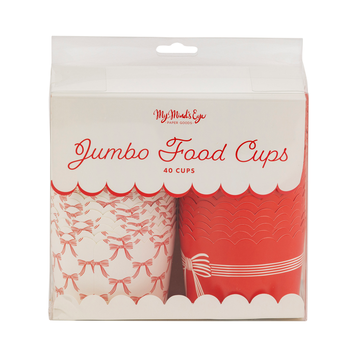 JUMBO Red/Cream Bows Baking Cups