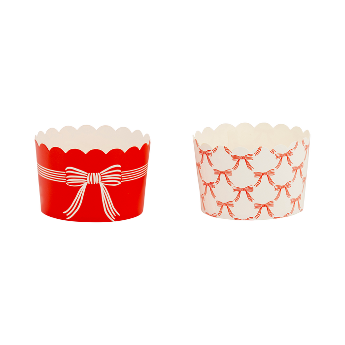 JUMBO Red/Cream Bows Baking Cups