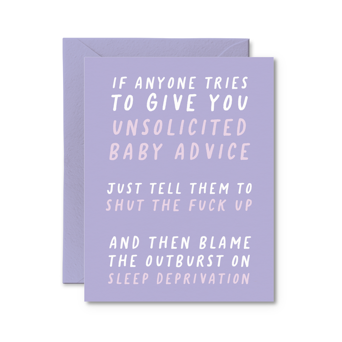 Unsolicited Baby Advice Card