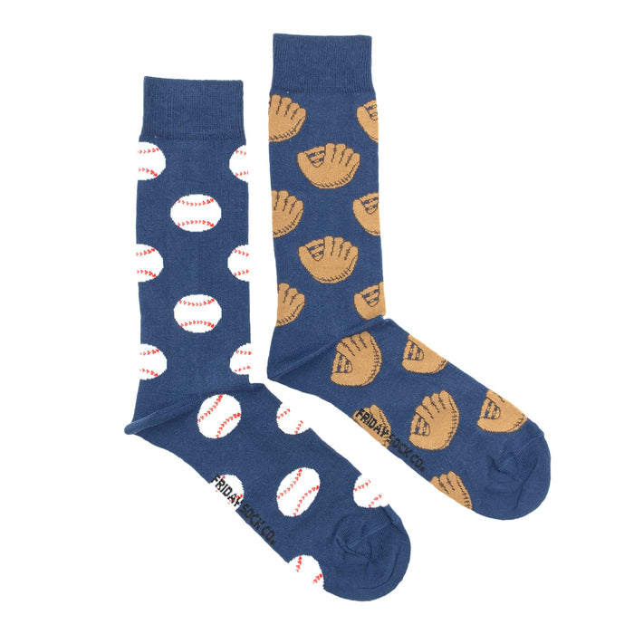 Baseball Glove & Baseball Mismatched Men's Socks