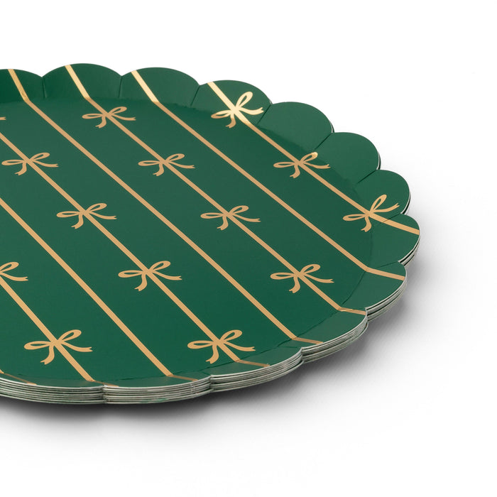 Emerald Green Bow Dessert Plates