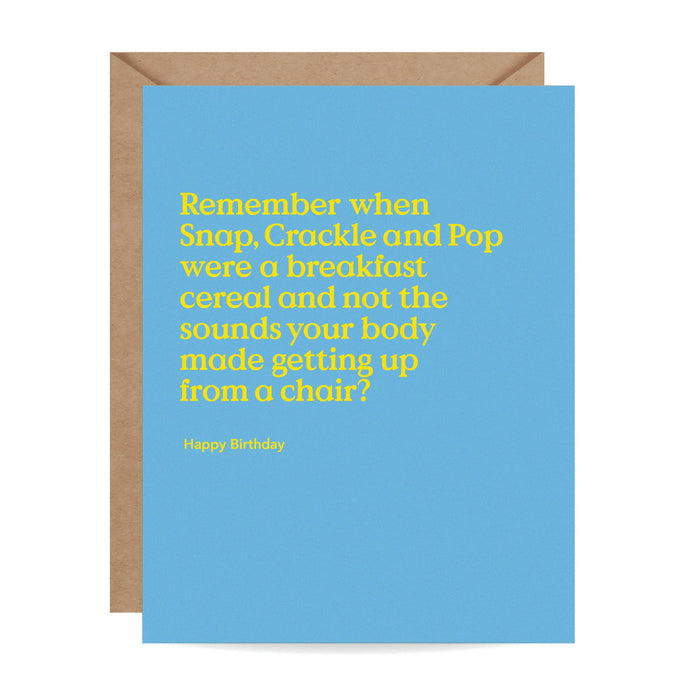 Snap Crackle Pop Funny Birthday Card
