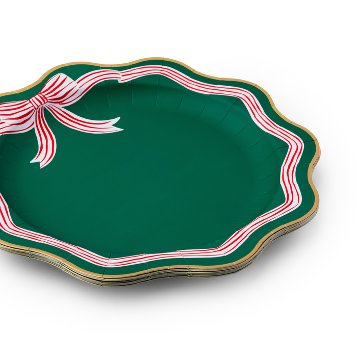 Green Peppermint Bow Dinner Plates