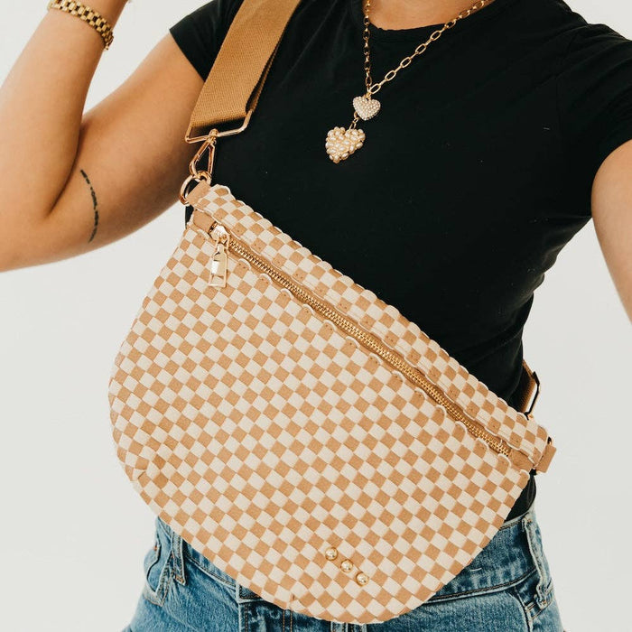 Westlyn Woven Bum Bag | Checkered Black
