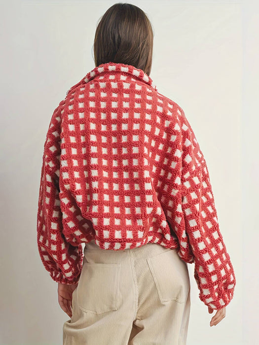 Red Checkered Sherpa Jacket